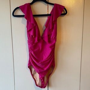 J. Crew Ruffled Pink One-Piece Swimsuit